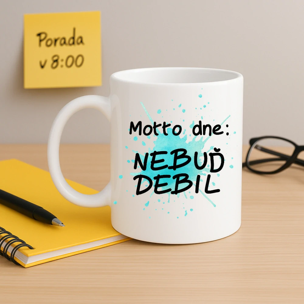 Hrnek - Motto dne: Nebuď debil