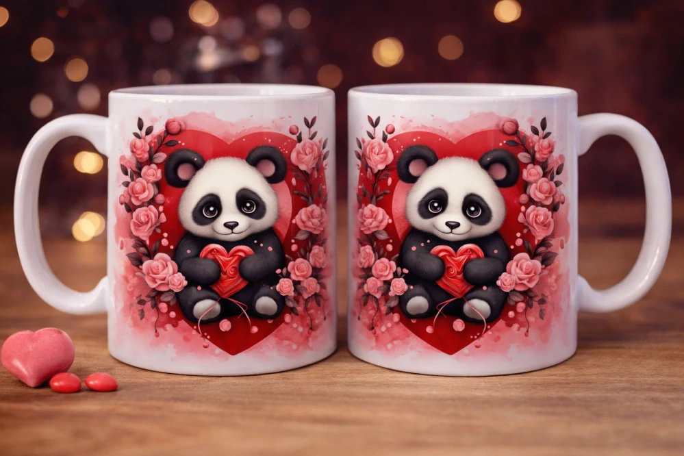 Hrnek – Valentýnská panda