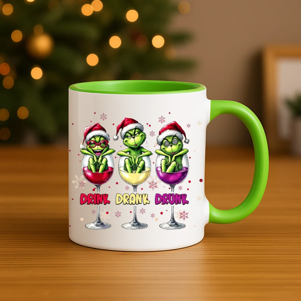Vánoční hrnek „Drink Drank Drunk“ – Grinch edice