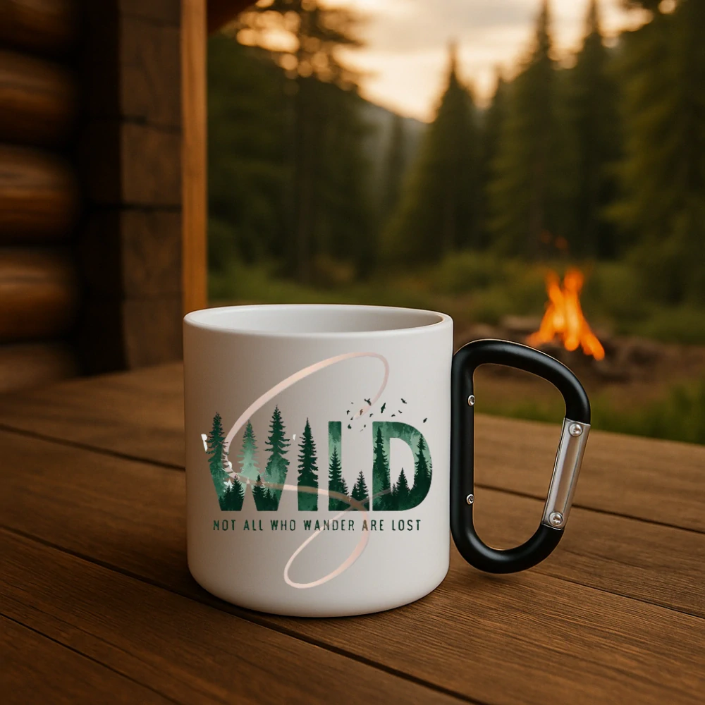 Plecháček s karabinou „Wild – Not all who wander are lost“ 🏕️