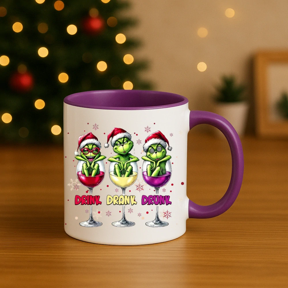 Vánoční hrnek „Drink Drank Drunk“ – Grinch edice