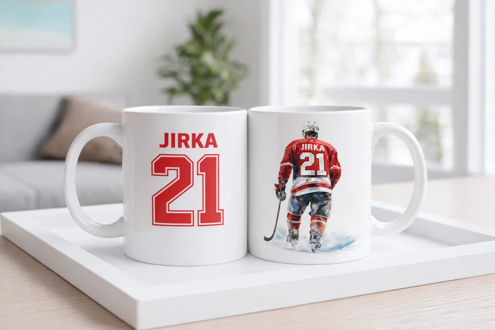 Hokejový hrnek – vlastní jméno a číslo