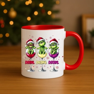 Vánoční hrnek „Drink Drank Drunk“ – Grinch edice